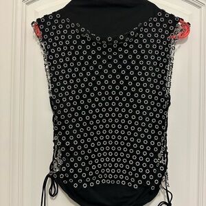 SHEIN Black Tank with White Daisy Beaded Overlay